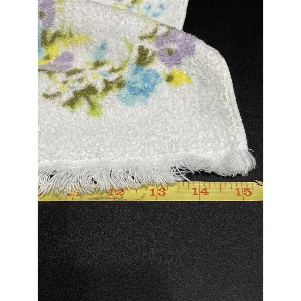 Vintage Pastel Purple Green Blue Floral Rose Hand towel Fringe